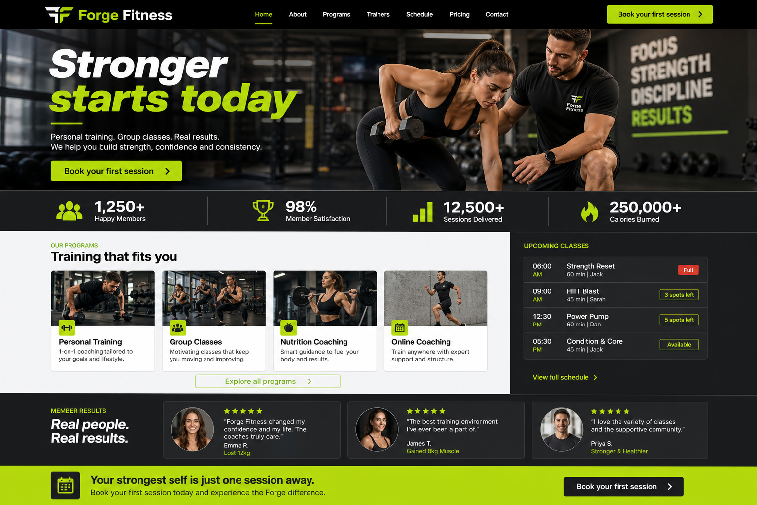 Forge Fitness website concept
