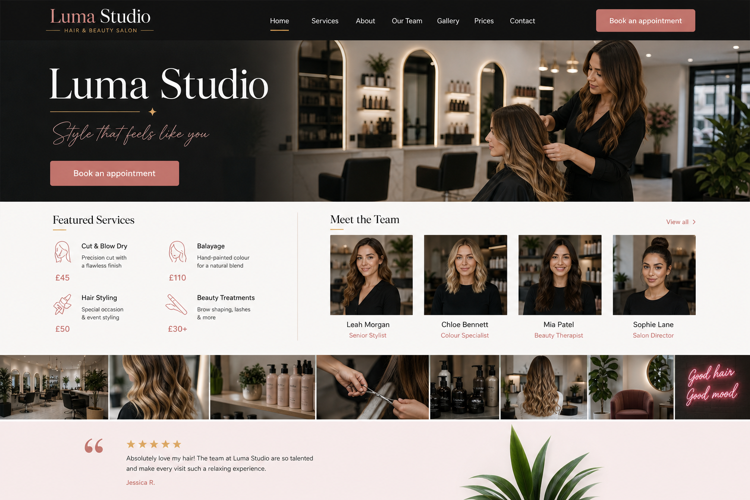 Luma Studio beauty salon website concept