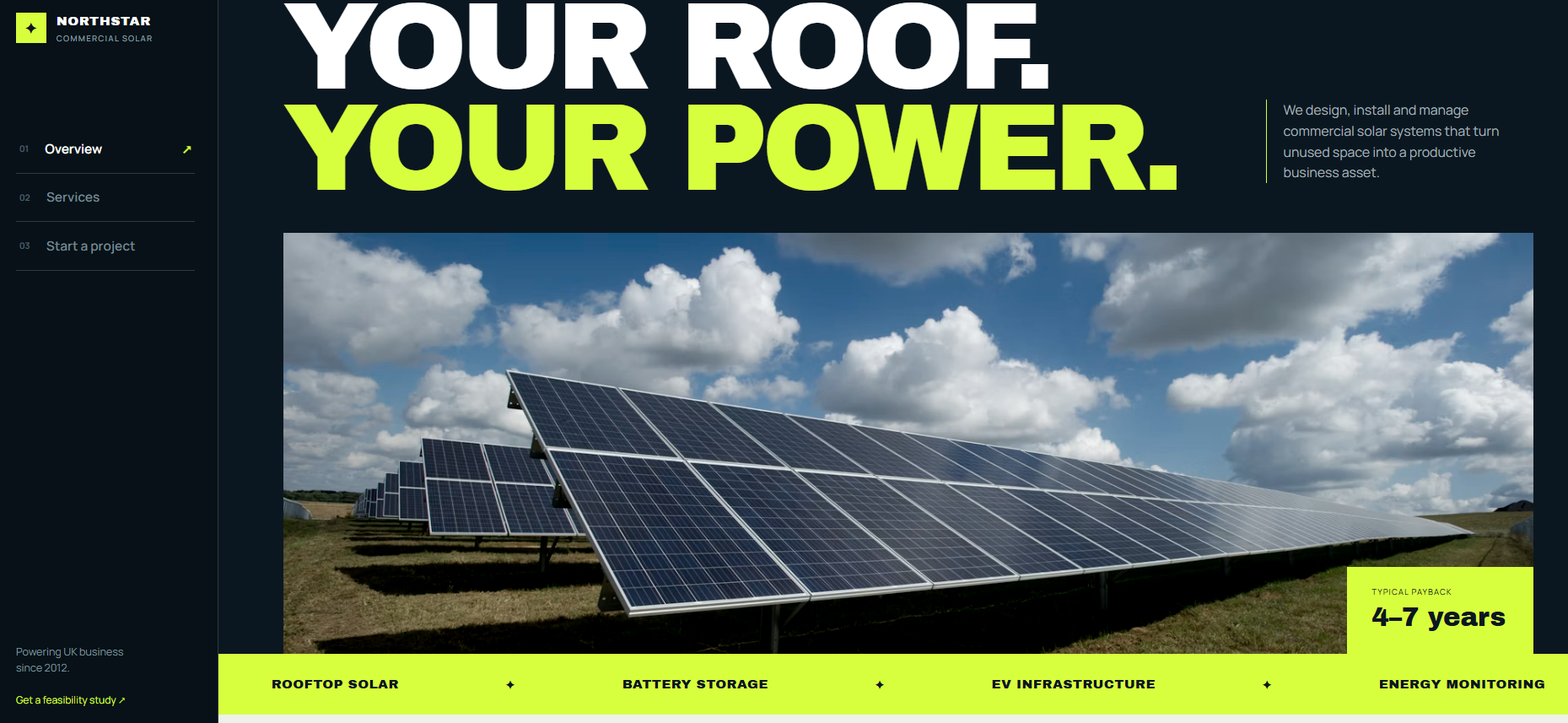 Solar panels website concept