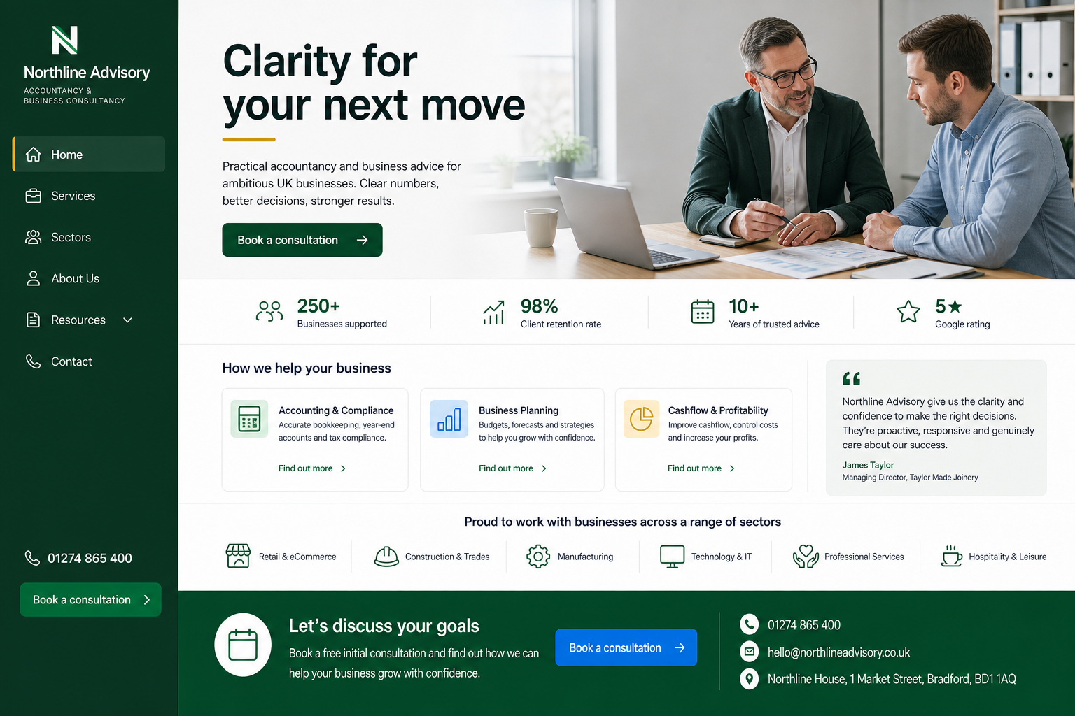 Northline Advisory business website concept