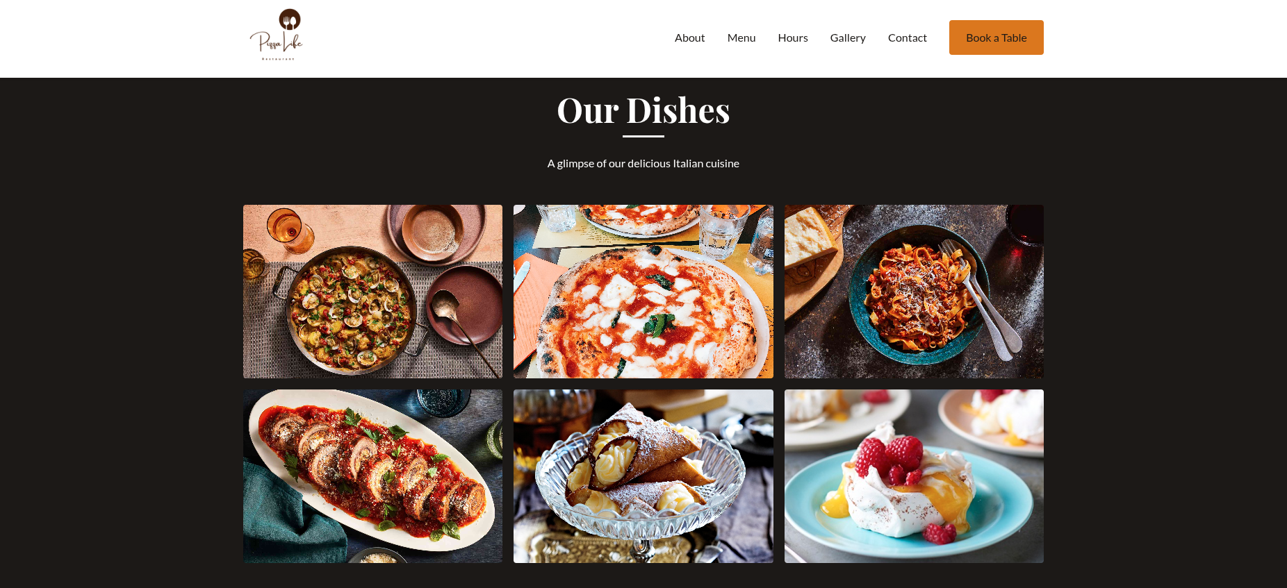 Pizza website desktop screenshot